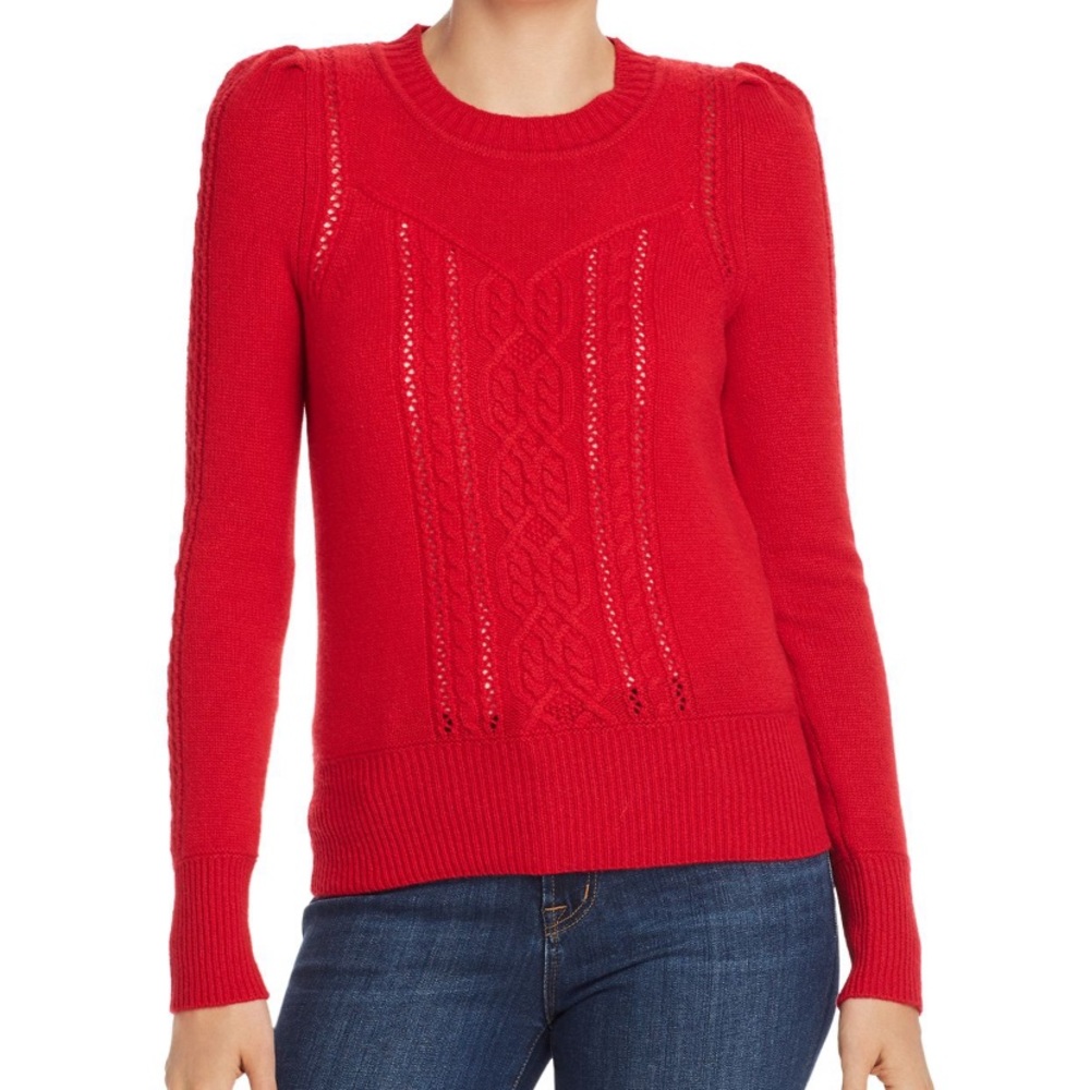 Aqua Red Cable Knit Sweater